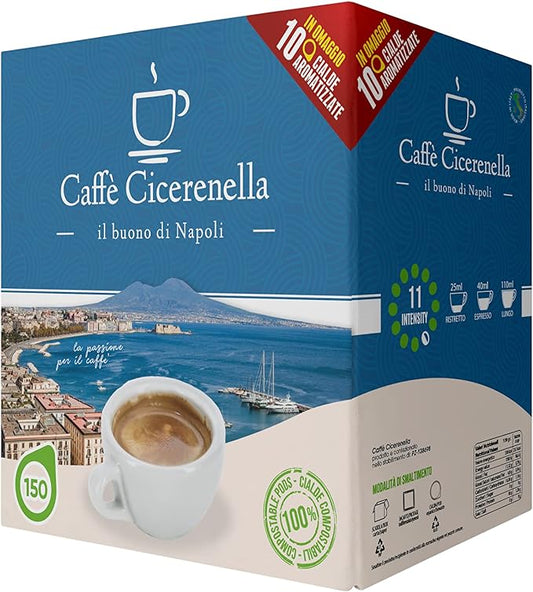 Confezione mista da 150 cialde + omaggio 10 cialde aromatizzate caffè Cicerenella